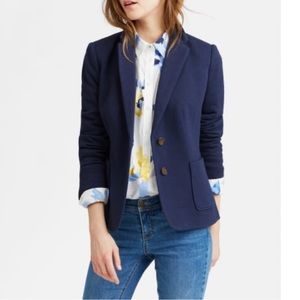 JOULES Ellice Jersey Two Button Blazer Navy Blue Black Herringbone Size 8